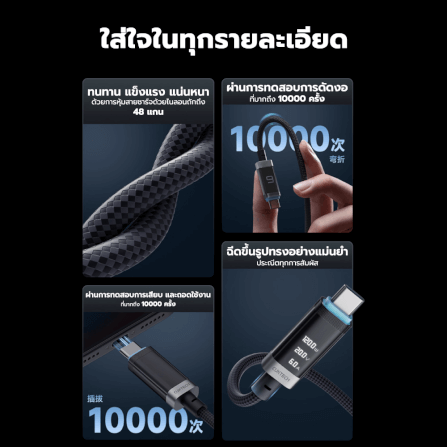 สายชาร์จ CUKTECH CTC620P สีดำ 6A 240W สายชาร์จมีจอ USB-C TO USB-C รองรับชาร์จเร็ว PD3.1_7